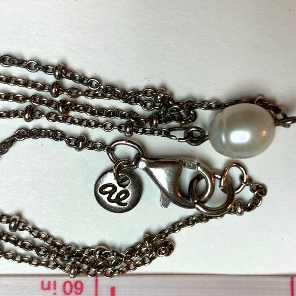 925 STER. & FRESHWATER PEARL 62" NECKLACE 💝 - Picture 3 of 8